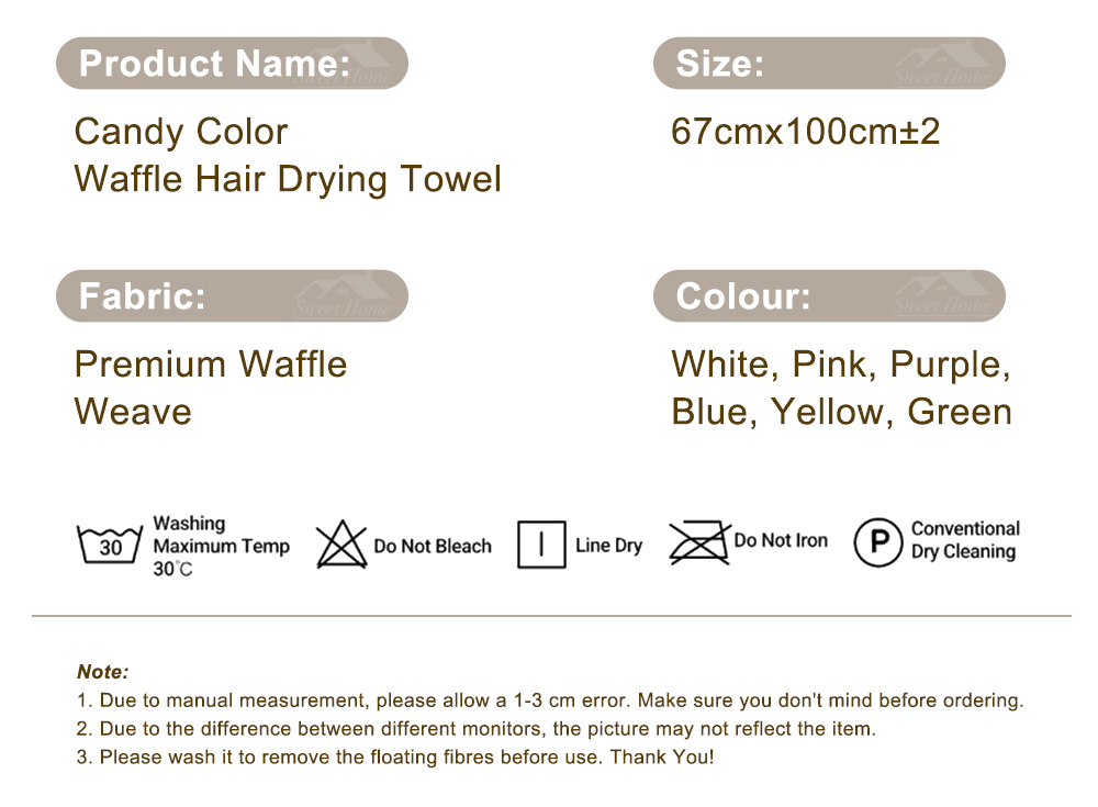 Candy Color Waffle Hair Drying Towel-9